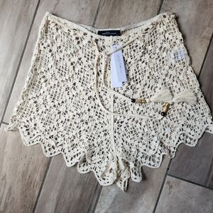 Cream Crochet Women Shorts